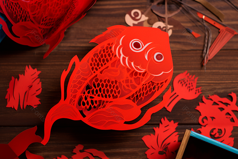 新春剪年年有余窗花剪纸贴画,高清,摄影图,摄影图片,图片大全,摄影图免费下载